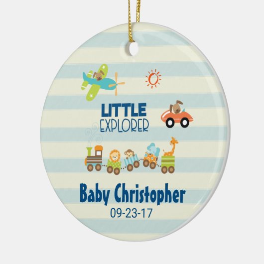 動物のおもちゃ列車の車と飛行機リトルエクスプローラー セラミックオーナメント (左)