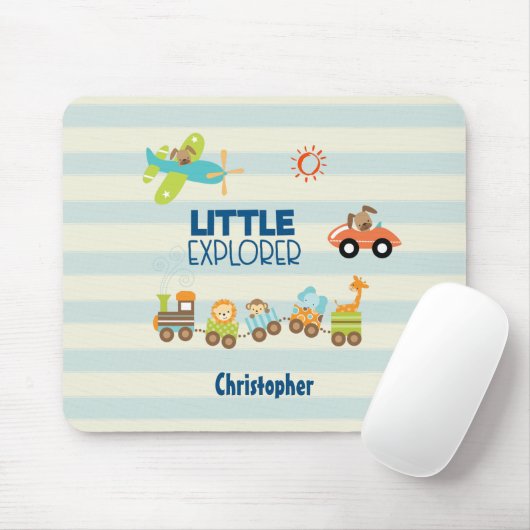 動物のおもちゃ列車の車と飛行機リトルエクスプローラー マウスパッド (マウス)