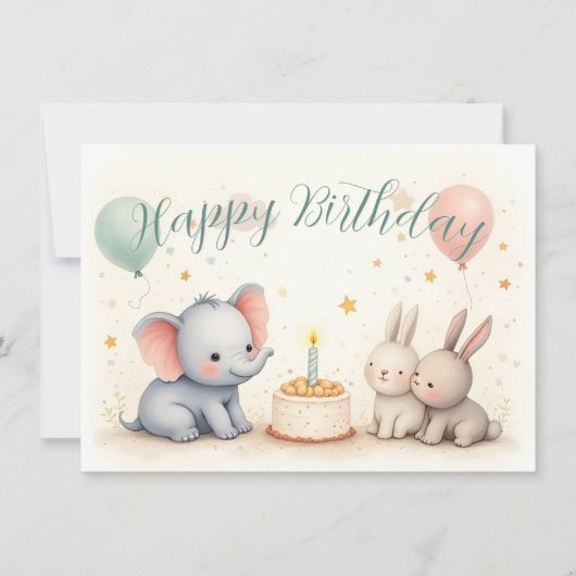 動物のお友達とかわいいお誕生日おめでとう (正面)