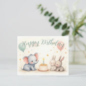 動物のお友達とかわいいお誕生日おめでとう シーズンポストカード (スタンド正面)