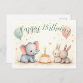 動物のお友達とかわいいお誕生日おめでとう シーズンポストカード (正面/裏面)