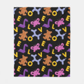 動物のお洒落風船とラブレター フリースブランケット (正面)