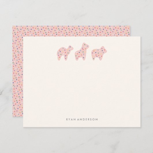 動物のお菓子パレード 子供の文房具 - いちご ノートカード (正面/裏面)