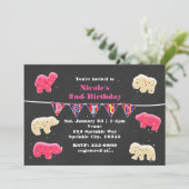 動物のお菓子 バースデーパーティーのスパンコール招待状 招待状 (スタンド正面)