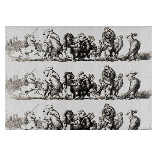 動物のかわいいアートユニコーン象ライオン動物園 カッティングボード (正面)