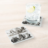 動物のかわいいアートユニコーン象ライオン動物園 ガラスコースター (アングル)