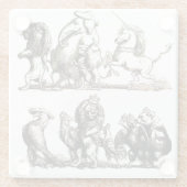 動物のかわいいアートユニコーン象ライオン動物園 ガラスコースター (裏面)