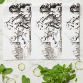 動物のかわいいアートユニコーン象ライオン動物園 キッチンタオル (折り畳み)