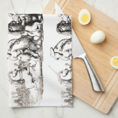 動物のかわいいアートユニコーン象ライオン動物園 キッチンタオル (四つ折り)