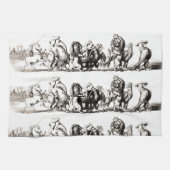 動物のかわいいアートユニコーン象ライオン動物園 キッチンタオル (横)