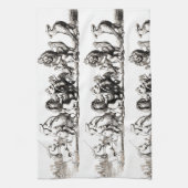 動物のかわいいアートユニコーン象ライオン動物園 キッチンタオル (縦)