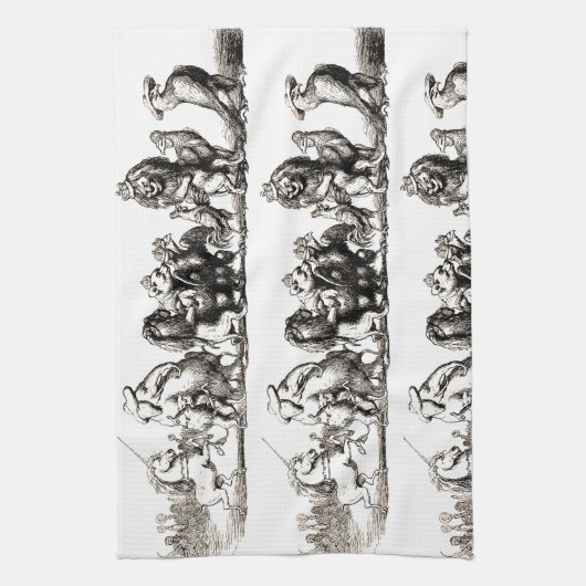 動物のかわいいアートユニコーン象ライオン動物園 キッチンタオル (縦)