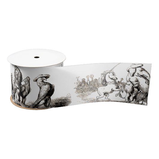 動物のかわいいアートユニコーン象ライオン動物園 サテンリボン (リール)