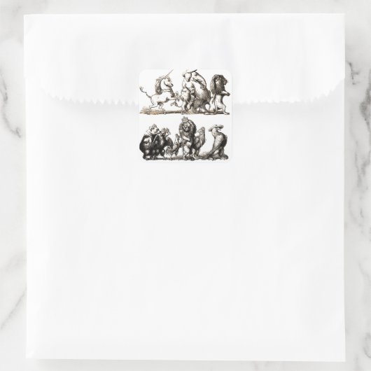 動物のかわいいアートユニコーン象ライオン動物園 スクエアシール (バッグ)