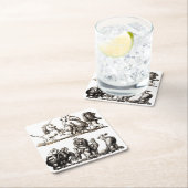 動物のかわいいアートユニコーン象ライオン動物園 スクエアペーパーコースター (インサイチュ)