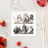 動物のかわいいアートユニコーン象ライオン動物園 スタンダードカクテルナプキン (インサイチュ)