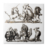 動物のかわいいアートユニコーン象ライオン動物園 タイル (正面)