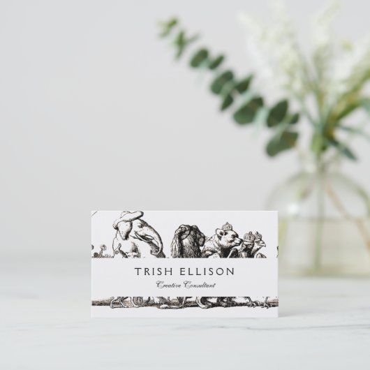 動物のかわいいアートユニコーン象ライオン動物園 名刺 (スタンド正面)