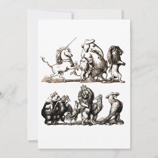 動物のかわいいアートユニコーン象ライオン動物園 招待状 (裏面)