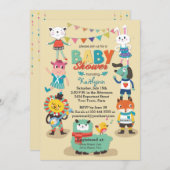 動物のかわいこちゃん祝ベビーシャワー招待状 招待状 (正面/裏面)
