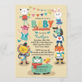 動物のかわいこちゃん祝ベビーシャワー招待状 招待状