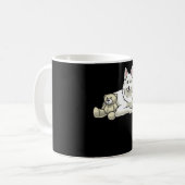 動物のぬいぐるみを持つヤクティアン・ライカ コーヒーマグカップ (正面左)