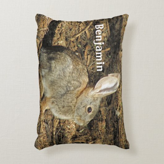 動物のぬいぐるみ 可愛い茶色のウサギの写真 自然 アクセントクッション (正面(垂直))
