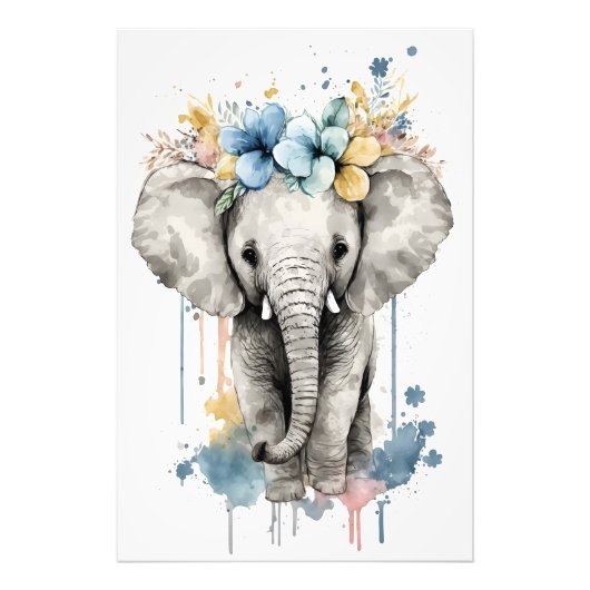 動物のぬいぐるみ：赤ちゃん象 フォトプリント            (正面)