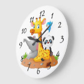 動物のアニメーションの背景 ラージ壁時計 (傾斜)