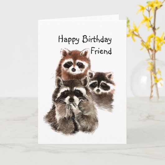 動物のアライグマの友人は下着のユーモアのようです カード (黄色い花)