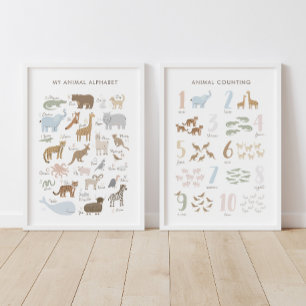 動物のアルファベットと数字の教育教室