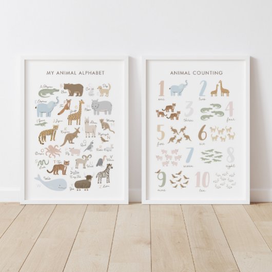 動物のアルファベットと数字の教育教室