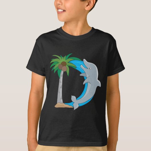 動物のアルファベットのイルカ Tシャツ (正面)