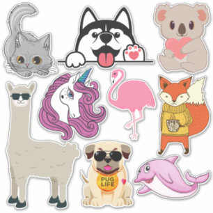 動物のイラストレーションシール シール