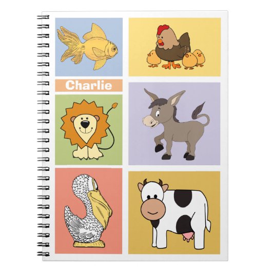 動物のイラスト オーダーメイド 名前 子供の日記帳 ノートブック (正面)
