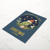 動物のウッドランド実在フォイルクリスマスカード – カエル 箔シーズンカード (回転した状態)