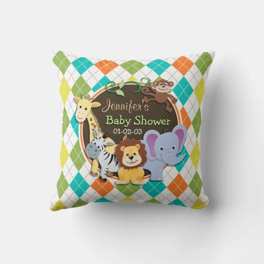 動物のカラフルアーガイル数 クッション (裏面)