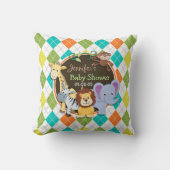 動物のカラフルアーガイル数 クッション (正面)