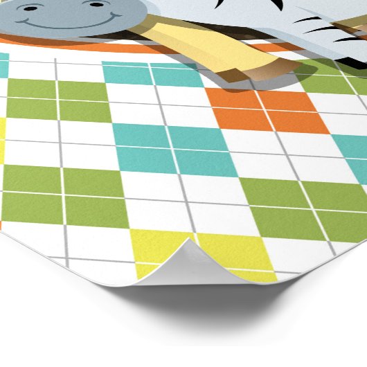 動物のカラフルアーガイル数 ポスター (角)