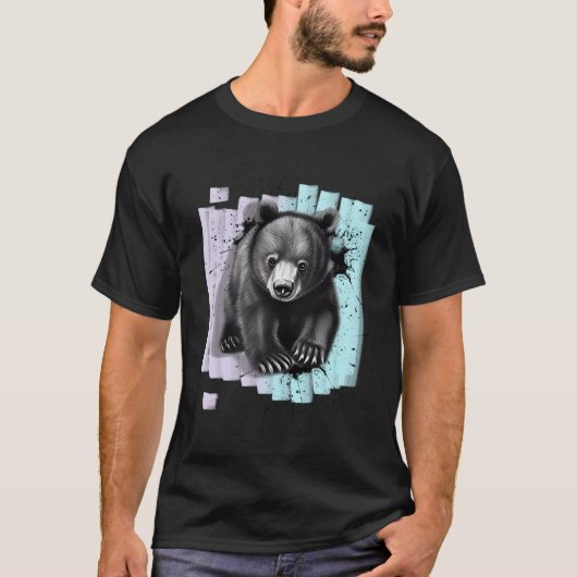動物のクマの水色 Tシャツ (正面)