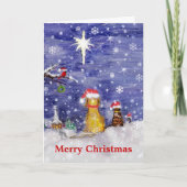 動物のクリスマスのオリジナルの芸術 シーズンカード (正面)