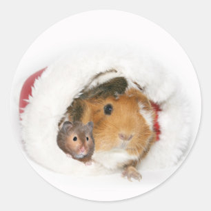 動物のクリスマスのステッカー ラウンドシール