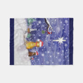 動物のクリスマスの水彩画 フリースブランケット (正面(横))