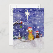 動物のクリスマス偶数の水彩アート シーズンポストカード (正面/裏面)