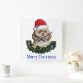 動物のクリスマス スクエア壁時計 (ホーム)