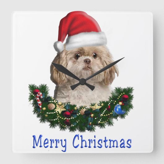 動物のクリスマス スクエア壁時計 (正面)