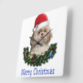 動物のクリスマス スクエア壁時計 (傾斜)