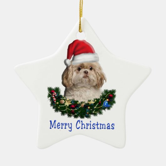 動物のクリスマス セラミックオーナメント (正面)