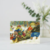 動物のクリスマス – ユール（キリスト降誕祭）ログの取得 シーズンポストカード (スタンド正面)