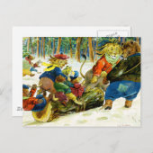 動物のクリスマス – ユール（キリスト降誕祭）ログの取得 シーズンポストカード (正面/裏面)